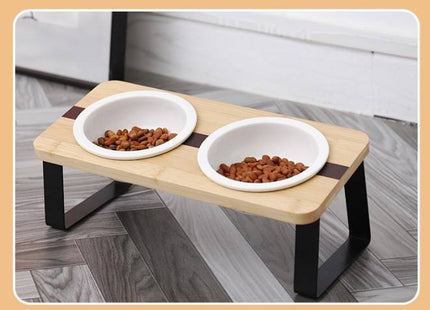Plato Elevado De Cerámica Y Madera