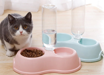 Plato doble con botella para perro o gato