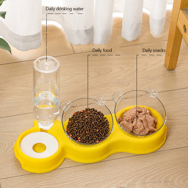 Plato Comedero doble con dispensador de agua