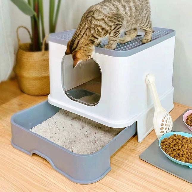 Baño cerrado para gato con bandeja extraíble y pala