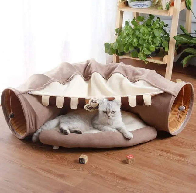 Juguete Túnel Y Casa Para Gato 2 en 1