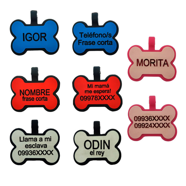 Chapita Identificatoria Hueso De Silicona Para Mascotas