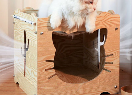 Cama De Madera Con Hamaca Para Gato
