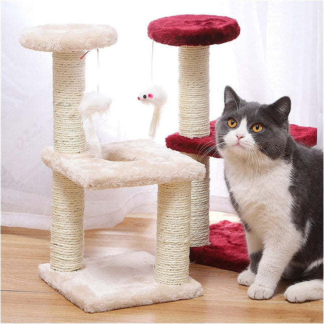 Rascador De Madera Y Sisal - 3 Niveles
